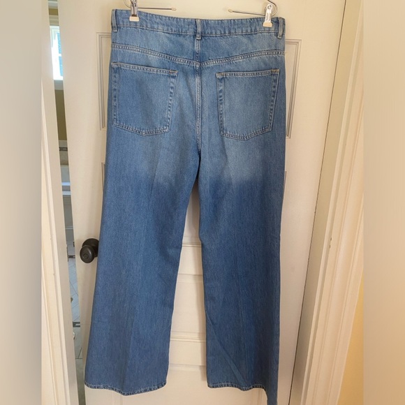 ME + EM British Luxury Designer High Rise Wide Leg Long Inseam Jean Size 32 - Picture 7 of 11
